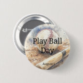 Play Ball Day - Baseball  Button (Vorne & Hinten)