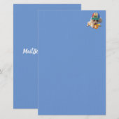 Play Ball Poodle Matching Blue Stationery Briefpapier (Vorne/Hinten)