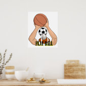 Play Ball Sports Games Cartoon Art Poster (Küche)
