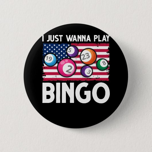 Play Bingo American Flag Funny Bingo Button (Vorderseite)