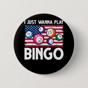 Play Bingo American Flag Funny Bingo Button