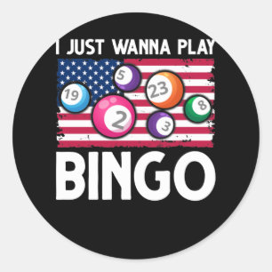 Play Bingo American Flag Funny Bingo Runder Aufkleber