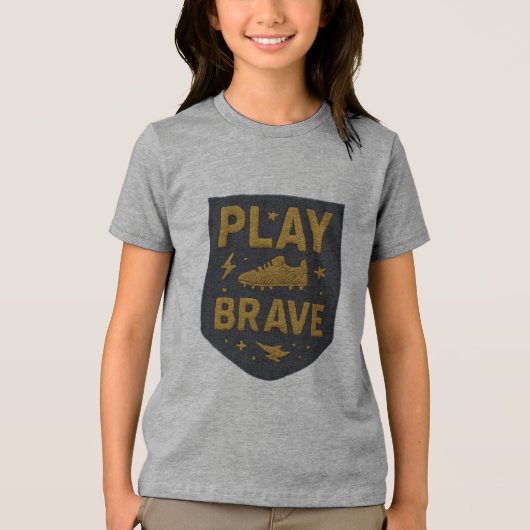 Play Brave Football Embroidered Design Tri-Blend Shirt (Vorderseite)
