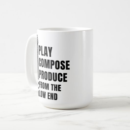 PLAY, COMPOSE, PRODUCE FROM THE LOW END KAFFEETASSE (Vorderseite Links)