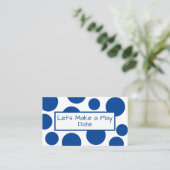 Play Date Blue Polka Dot Business Card Visitenkarte (Stehend Vorderseite)