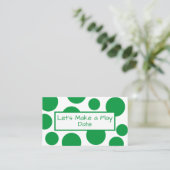 Play Date Green Polka Dot Business Card Visitenkarte (Stehend Vorderseite)