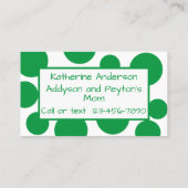 Play Date Green Polka Dot Business Card Visitenkarte (Rückseite)