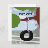 Play Date Tire Swing Einladung Postkarte (Vorne/Hinten)