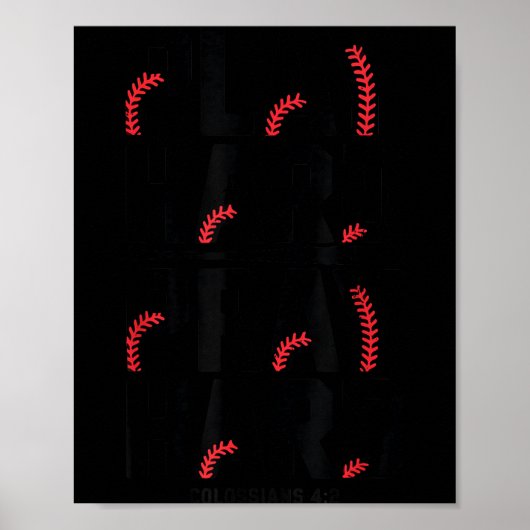 Play Hard Pray Hard Youth Boy Christian Baseball J Poster (Vorne)