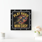 Play Hard Win Easy Runner Quadratische Wanduhr (Zuhause)