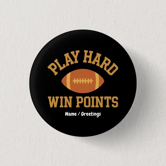 Play Hard, Win Points Retro Game Day Sports Button (Vorderseite)