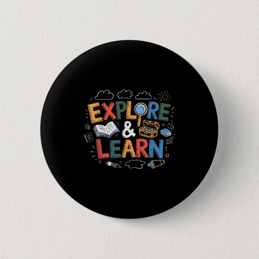 Play Is Learning Explore And Learn Preschool Teach Button (Vorderseite)