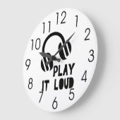 Play It Loud Headphones Große Wanduhr (Winkel)