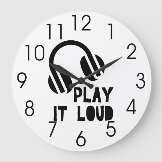 Play It Loud Headphones Große Wanduhr (Vorderseite)