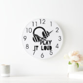 Play It Loud Headphones Große Wanduhr (Zuhause)