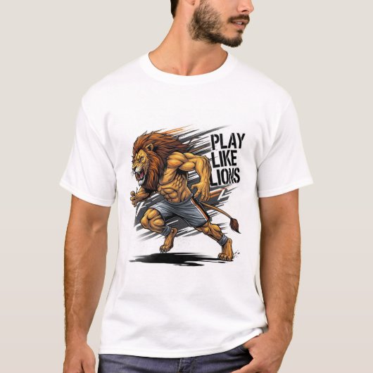Play Like  Lion – Moroccan Flag Power & Football  T-Shirt (Vorderseite)