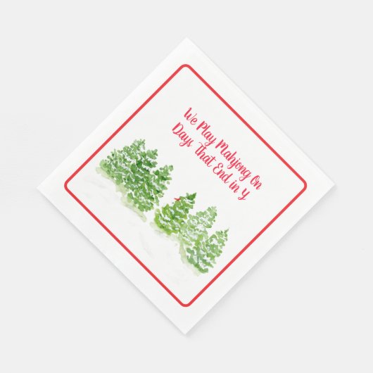 Play MAHJONG Watercolor Winter Trees Serviette (Ecke)