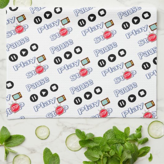 Play Pause Stopp Kitchenette Handtuch (Gefaltet)