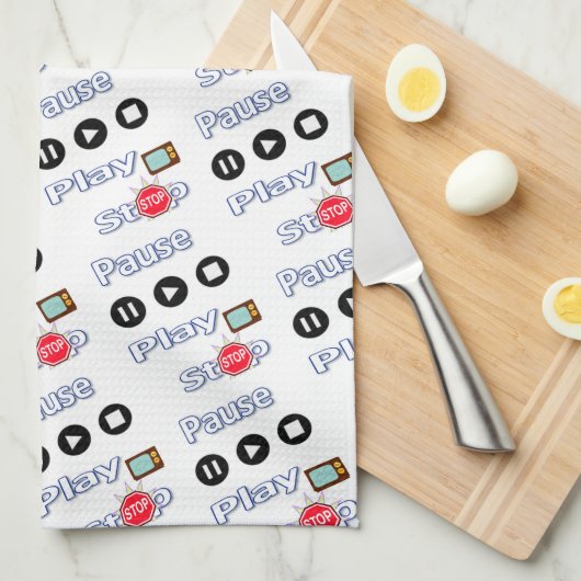 Play Pause Stopp Kitchenette Handtuch (Viertel Falte)