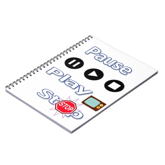 Play Pause Stopp-Notebook Notizblock (Linke Seite)