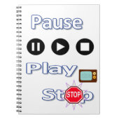 Play Pause Stopp-Notebook Notizblock (Vorderseite)