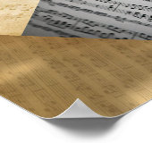 Play, Piano Keys Antique Sheet Music Poster (Ecke)