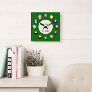 Play Pool - Eine Pool-Ball-Wall-Uhr Quadratische Wanduhr
