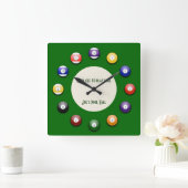 Play Pool - Eine Pool-Ball-Wall-Uhr Quadratische Wanduhr (Zuhause)