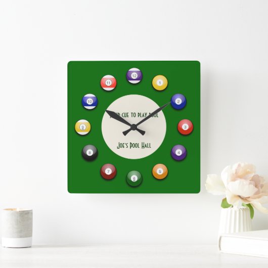 Play Pool - Eine Pool-Ball-Wall-Uhr Quadratische Wanduhr (Zuhause)
