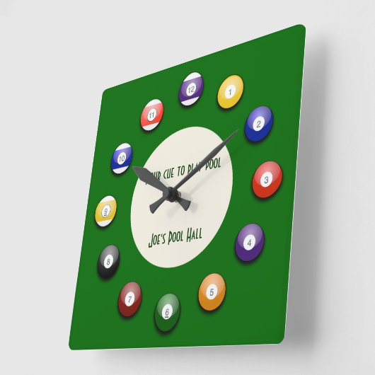 Play Pool - Eine Pool-Ball-Wall-Uhr Quadratische Wanduhr (Winkel)