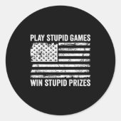 Play Stud Games Win Stud Prizes - Sarcastic Usa Fl Runder Aufkleber (Vorderseite)