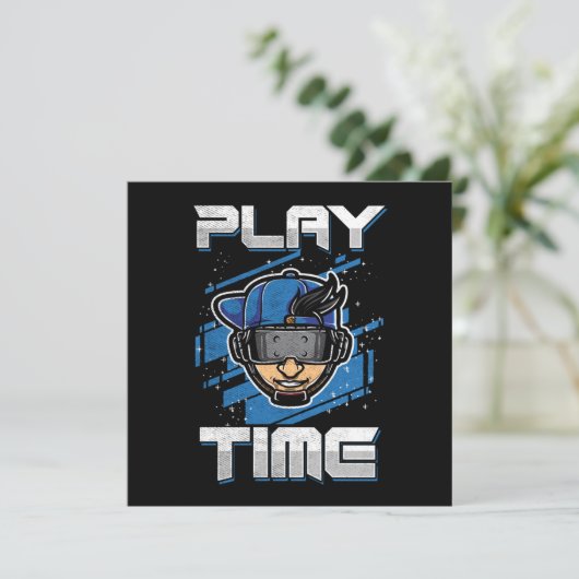 Play Time VR Virtual Reality Gamer Gaming-Geschenk Einladung (Stehend Vorderseite)