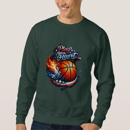Play With Heart Basketball Motivational Men’s Swea Sweatshirt (Vorderseite)