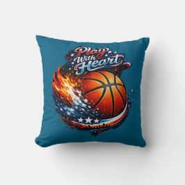 Play With Heart Basketball Motivational Throw Pill Kissen