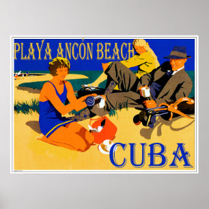 Playa Ancon Kuba Vintage Poster Design