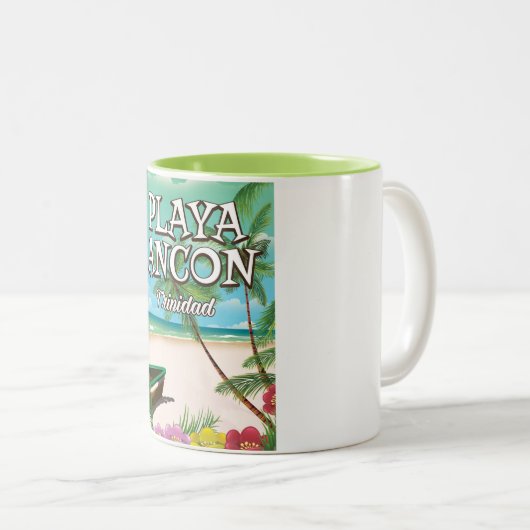 Playa Ancón Trinidad Reiseplakat Zweifarbige Tasse (VorderseiteRechts)
