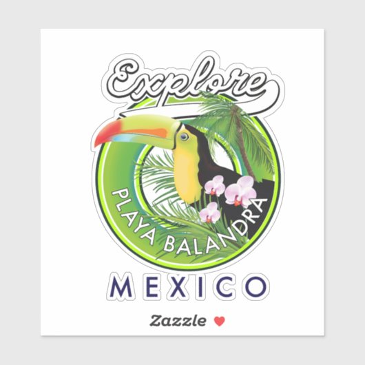 Playa Balandra Mexico Retro-Logo Aufkleber (Blatt)