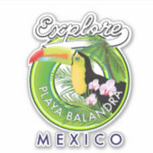 Playa Balandra Mexico Retro-Logo Aufkleber (Vorderseite)