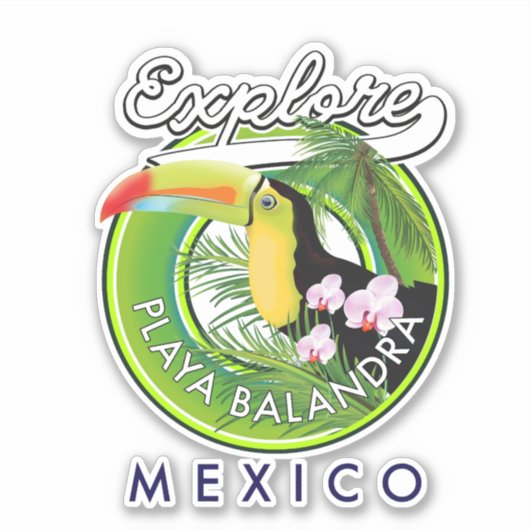 Playa Balandra Mexico Retro-Logo Aufkleber (Vorderseite)