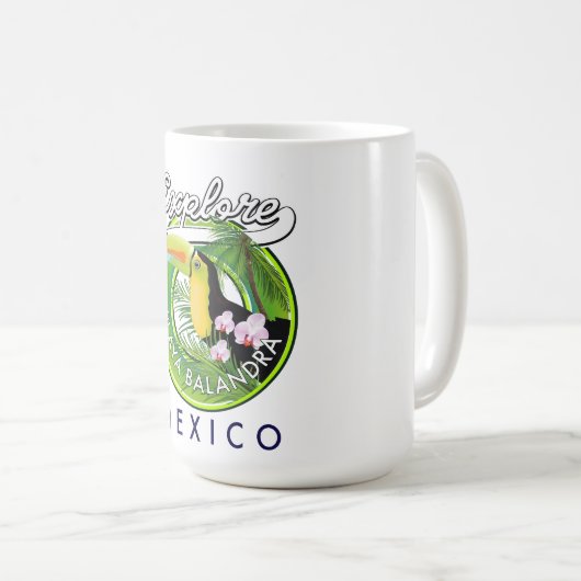 Playa Balandra Mexico Retro-Logo Kaffeetasse (VorderseiteRechts)
