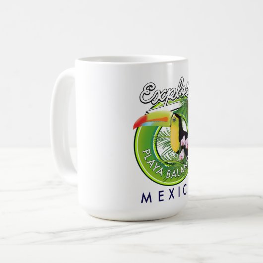 Playa Balandra Mexico Retro-Logo Kaffeetasse (Vorderseite Links)