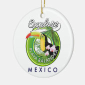 Playa Balandra Mexico Retro-Logo Keramik Ornament (Links)