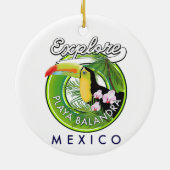 Playa Balandra Mexico Retro-Logo Keramik Ornament (Hinten)