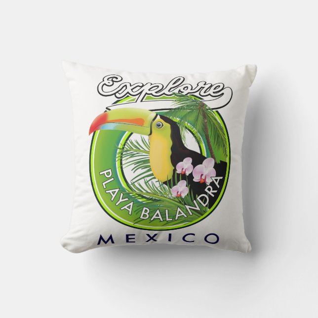 Playa Balandra Mexico Retro-Logo Kissen (Vorderseite)