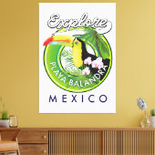 Playa Balandra Mexico Retro-Logo Leinwanddruck (Insitu (Wohnzimmer))