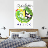 Playa Balandra Mexico Retro-Logo Leinwanddruck (Insitu (Schlafzimmer))
