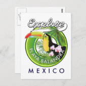 Playa Balandra Mexico Retro-Logo Postkarte (Vorne/Hinten)