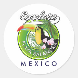 Playa Balandra Mexico Retro-Logo Runder Aufkleber
