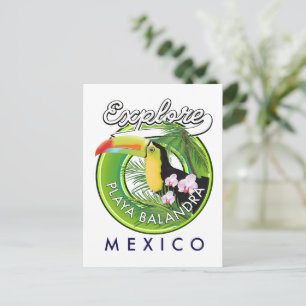 Playa Balandra Mexiko Retro-Logo Postkarte