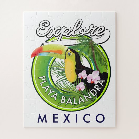 Playa Balandra Mexiko Retro-Logo Puzzle (Vertikal)